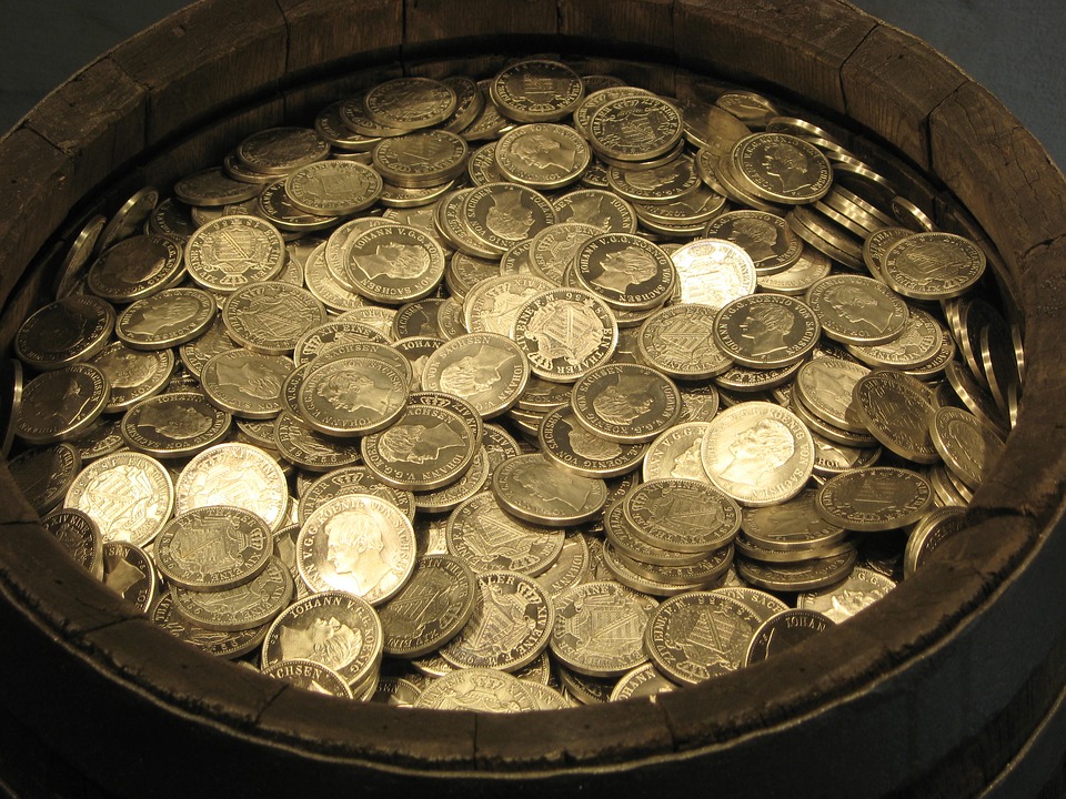 some coins in bowl